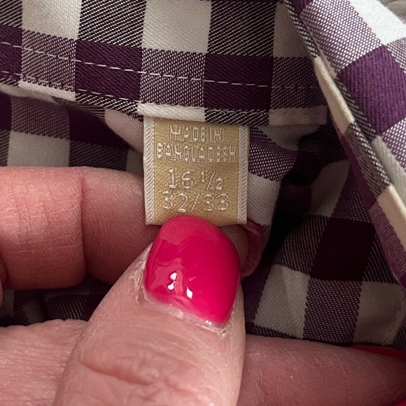 Michael Michael Kors Plum & White Plaid Dress Shirt Men’s Size 16 1/2 or 32/33 - Picture 8 of 14